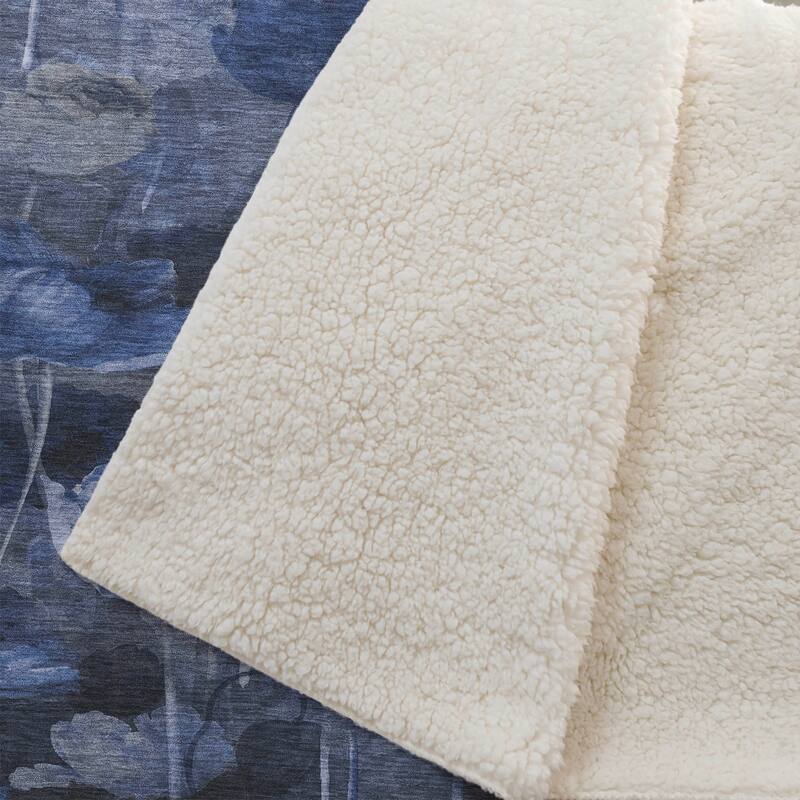 Premium Machine Washable Modern Floral Sherpa Throw Blanket