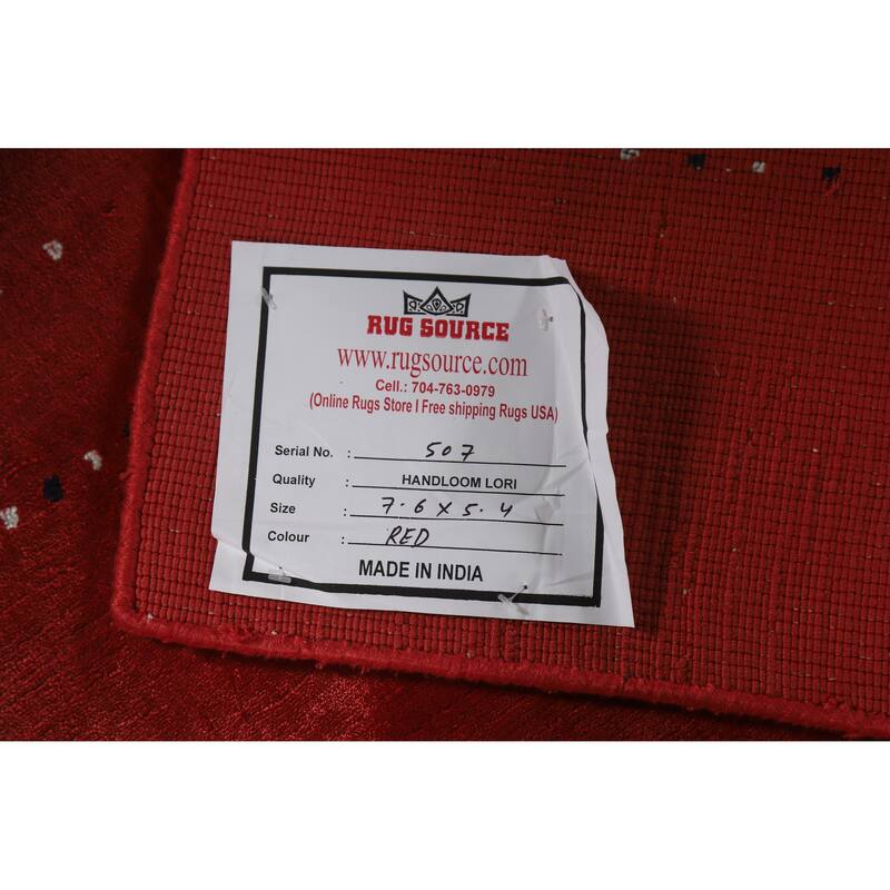 Tribal Gabbeh Indian Area Rug Handmade Red Modern Wool Carpet - 5'4" x 7'6"