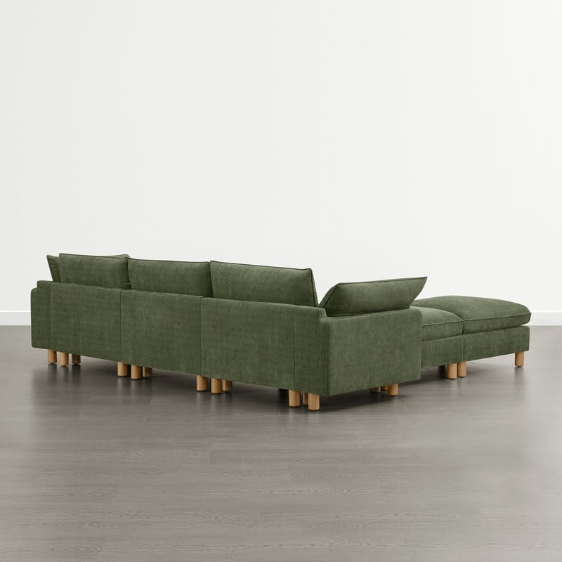 Spruce & Spring Modular Cloud Couch Sofa with Wood Legs for Living Room