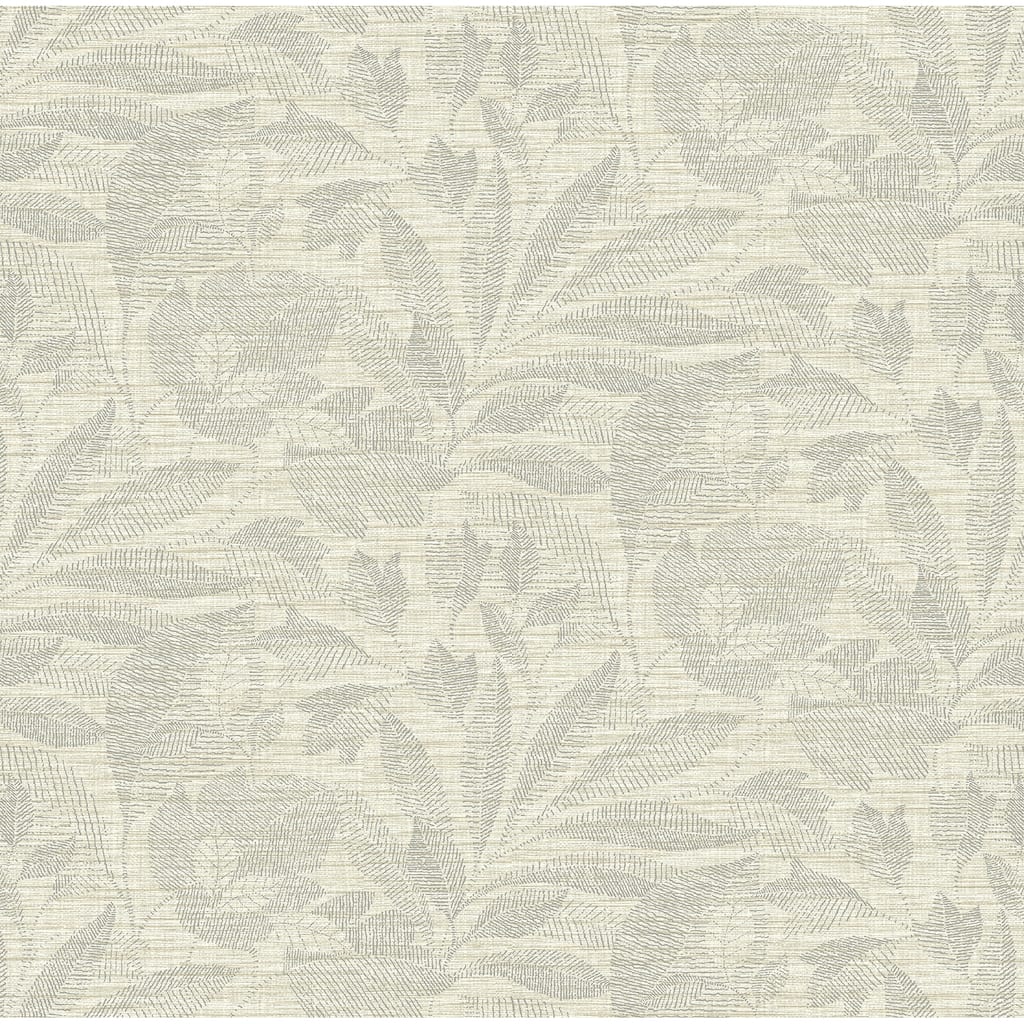 A-Street Prints Lei Silver Leaf Wallpaper