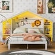 preview thumbnail 12 of 35, House Shaped Platform Bed with Built-in LED Lights Wood Platform Bed Frame with Storage Headboard & Shelves, Easy Assembly
