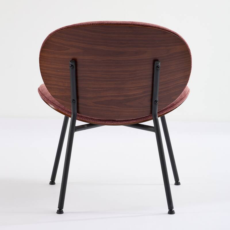 Roomfitters Mid-Century Modern Shell Chair, PU Leather Accent Lounge Chair with Walnut Wood Finish and Metal Legs