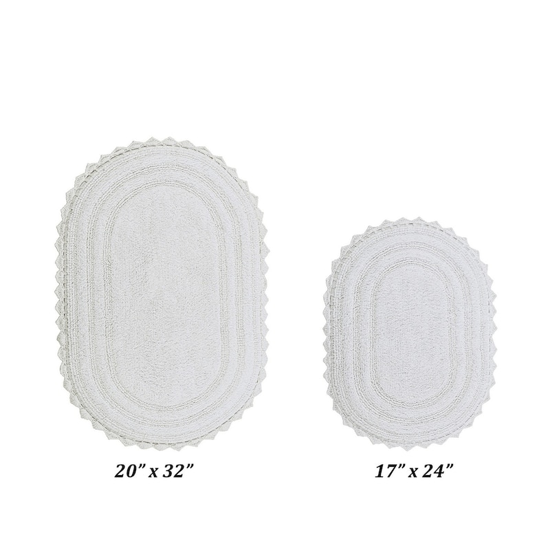 Better Trends Oval Bath Rugs Set 100% Cotton Soft & Water Absorbent Tufted Bathroom Rug for Shower, Sink Bath Mats Lilly Crochet