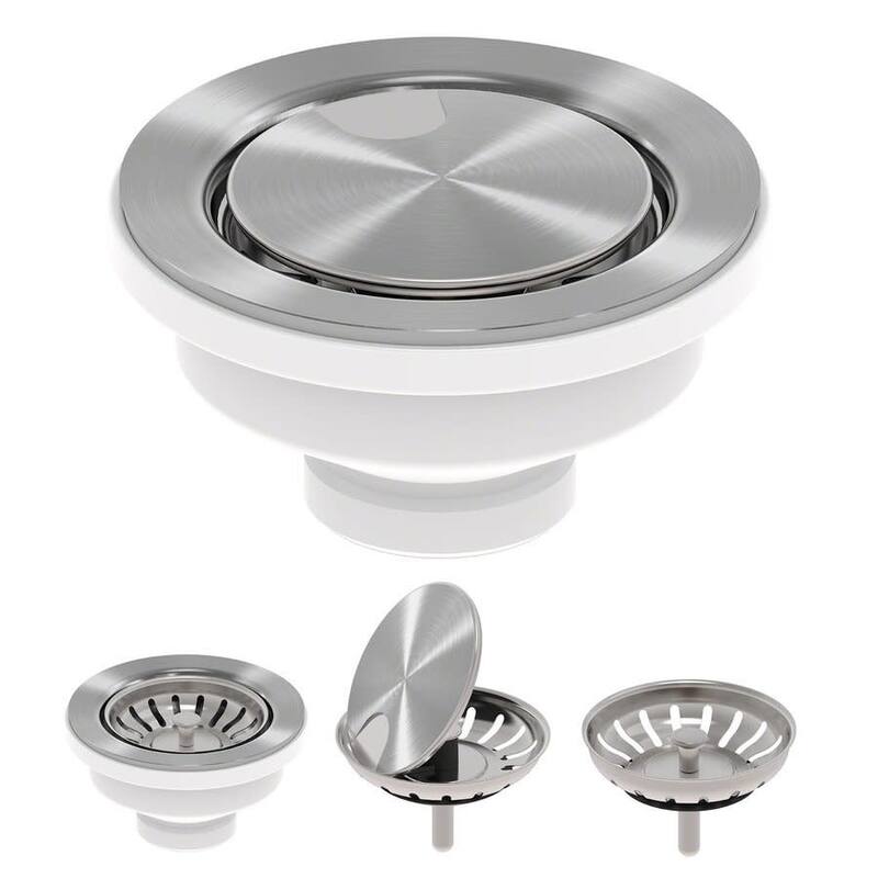 Kraus Kitchen Sink Basket Strainer with Cover - Stainless Steel - Stainless Steel