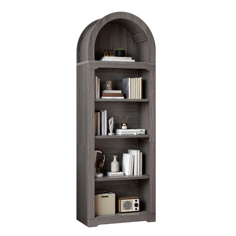 Moasis 68" Arched Bookshelf Open Display Bookcase with Storage Shelves for Living Room