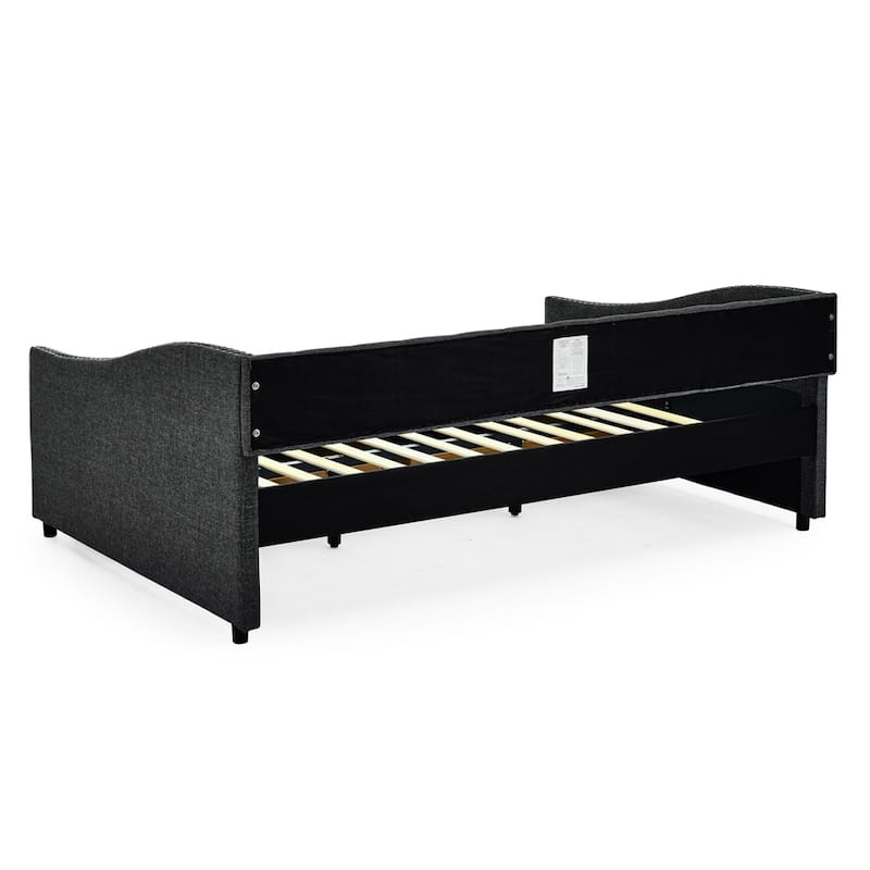 Full Size Upholstered Tufted Daybed with Drawers and Copper Nail