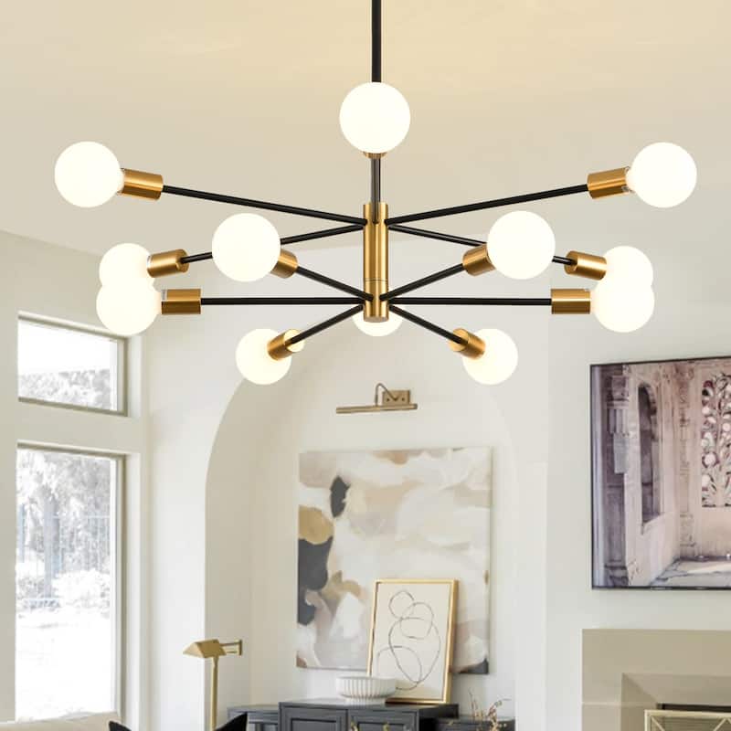 8/10/12-Light Modern Sputnik Linear Chandelier - 12-Light