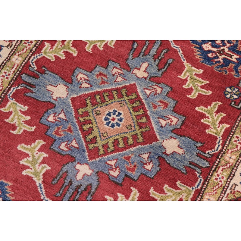 Southwestern Kazak Trey Red/Beige Wool Runner - 2'11'' x 9'6''