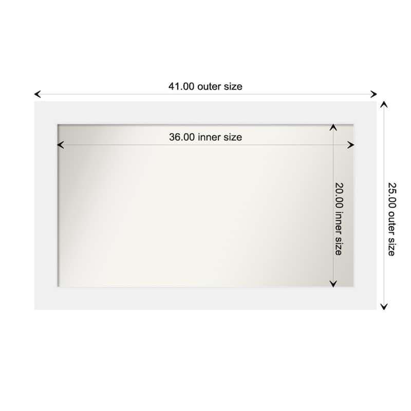 Corvino White Framed Non-Beveled Custom Wall Mirror, Bathroom Vanity Mirror - Outer Size: 41 x 25
