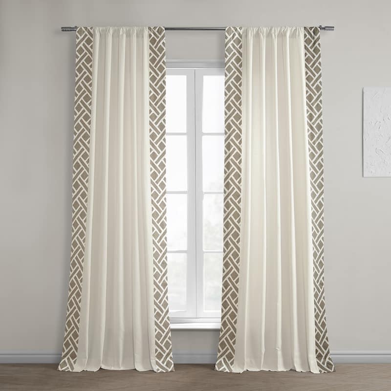 Exclusive Fabrics Martinique Solid Cotton Bordered Curtain (1 Panel) - 50 X 108 - Martinique Taupe