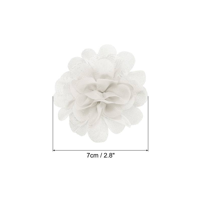 10Pcs Chiffon Flowers Fabric Flower Sewing Fabric Appliques - White - 2.8"