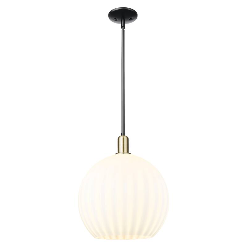 Innovations Lighting Endless Possibilities Arcadia - White Venetian - 1 Light 14" Stem Hung Mini Pendant - Black Antique Brass