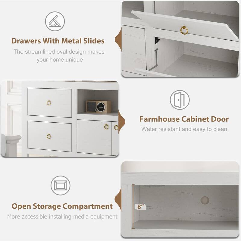 Farmhouse TV Stand for 80 Inch TVs 70" Entertainment Center Television Consoles Stands