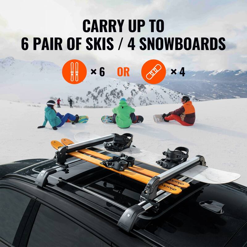 Ski and Snowboard Roof Rack Aluminum Snowboard Ski Rack with Lock & Rubber Padding - 31.7 inch