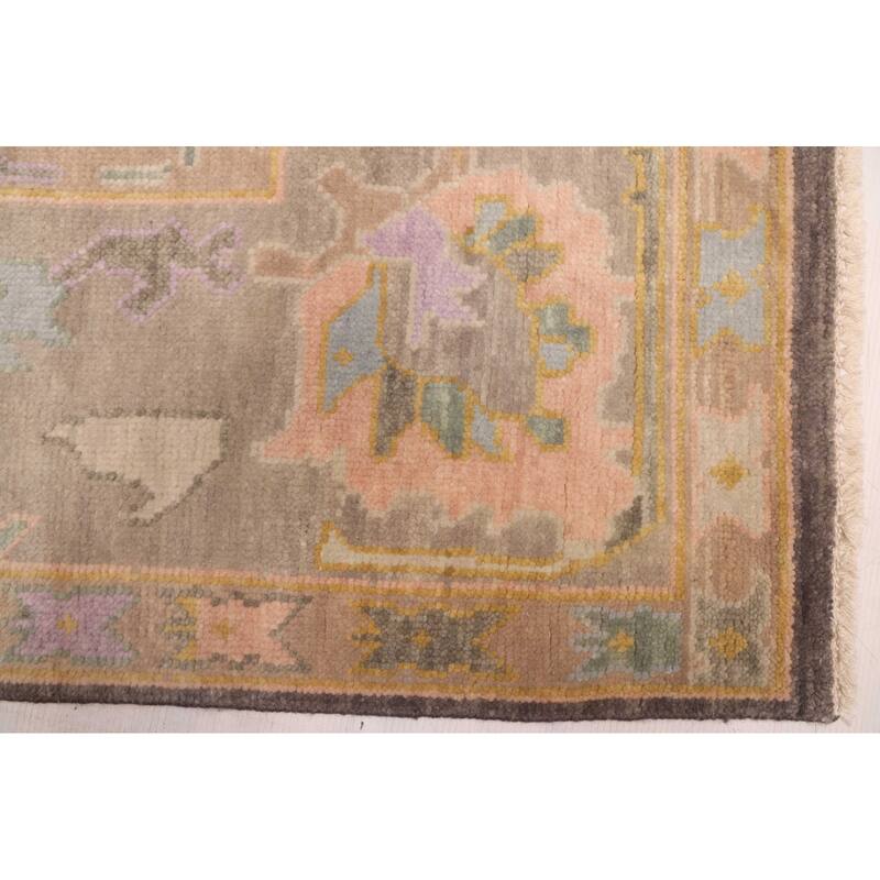 ECARPETGALLERY Hand-knotted Modern Oushak Dark Grey Wool Rug - 7'9 x 10'0