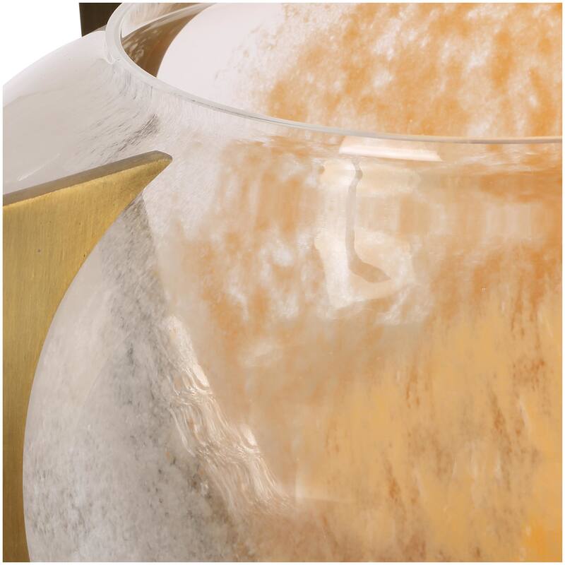 Uttermost 18183 Amber Swirl 7-3/4" Tall Glass and Iron Vase