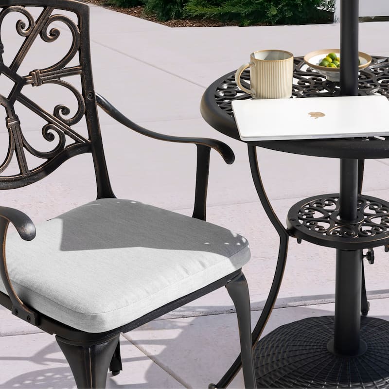 Outdoor 3-Piece Cast Aluminum Patio Set with Cushions and Umbrella Hole