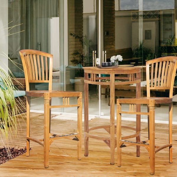 slide 2 of 5, Chic Teak Orleans Teak Wood Indoor/ Outdoor Bar Stool Chair