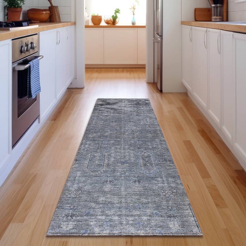 Premium Washable Super Soft Vintage Global Mayfield Rug - Blue - 2' 3" x 7' 6" - Runner