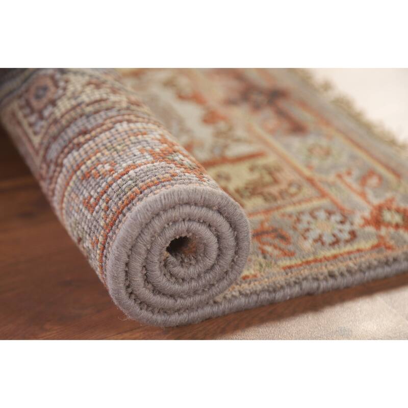 Hand Knotted Oriental 100% Wool Carpet Traditional Medallion Greys & Charcoal Heriz (serapi) Area Rug - 3' 0'' X 2' 0''