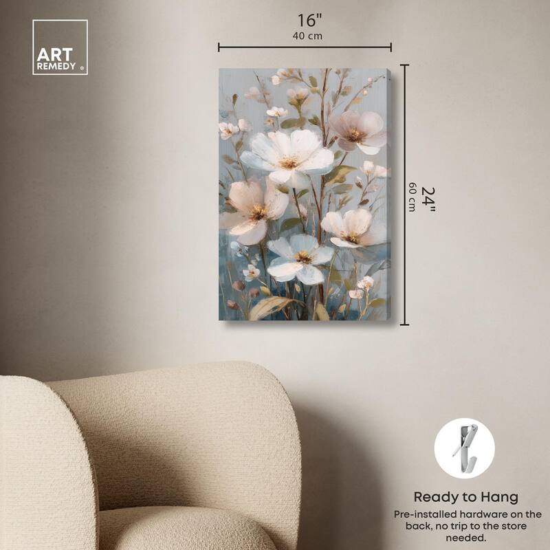 Vintage White Meadow Canvas by Art Remedy, Gallery Wrapped
