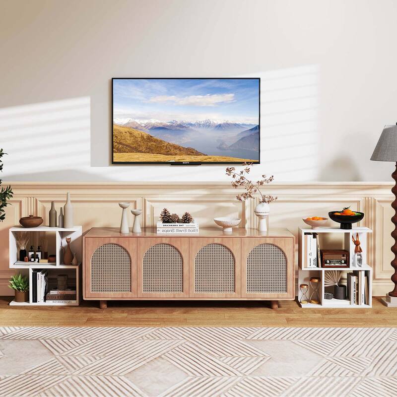 Costway 1/2 PCS 3-Tier Bookshelf Geometric Bookcase Side Table with