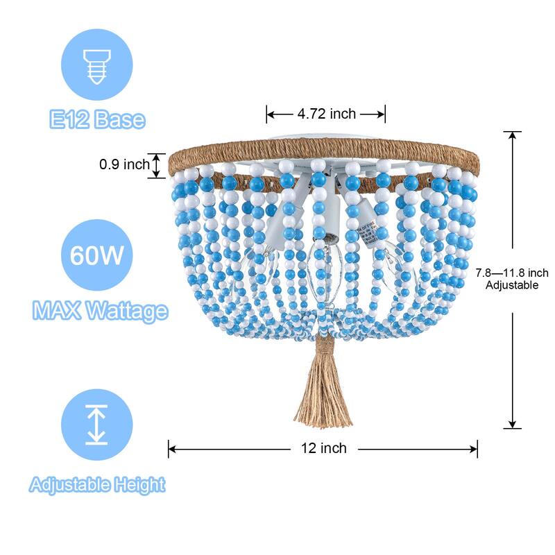 OYIPRO 3 - Light 12'' Bohemia Beaded Flush Mount Light Fixtures