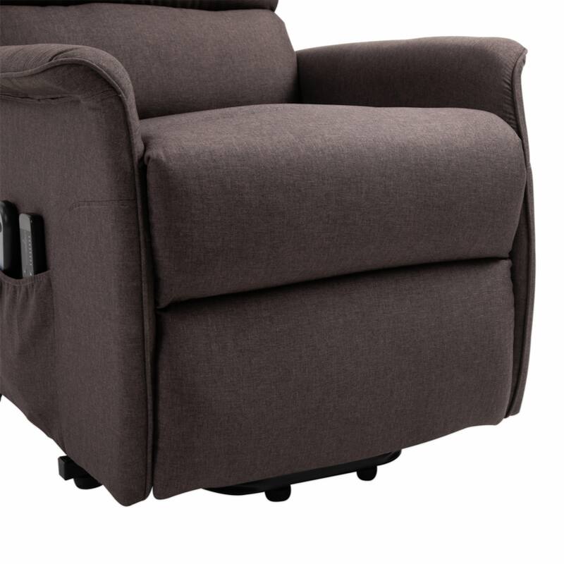 Electric Power Lift Recliner Chair for Elderly, Fabric Lift Chair with Remote Control, Side Pockets for Living Room, Brown