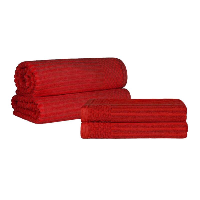 Superior Ribbed Cotton Absorbent Heavyweight Bath Sheet and Bath Towel Set
