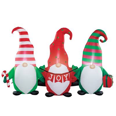 6-Foot Holiday Gnome Trio Inflatable Decoration - 80.31 x 48.43 x 24.8
