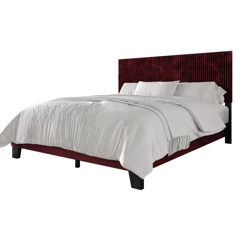 CraftPorch Corduroy Mid-Century Modern Velvet Platform Bed