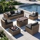 preview thumbnail 46 of 179, AOXUN Fire Pit Conversation Set Rattan Sofa Set Outdoor Furniture With Cushions Yellow-Black - 8-Piece