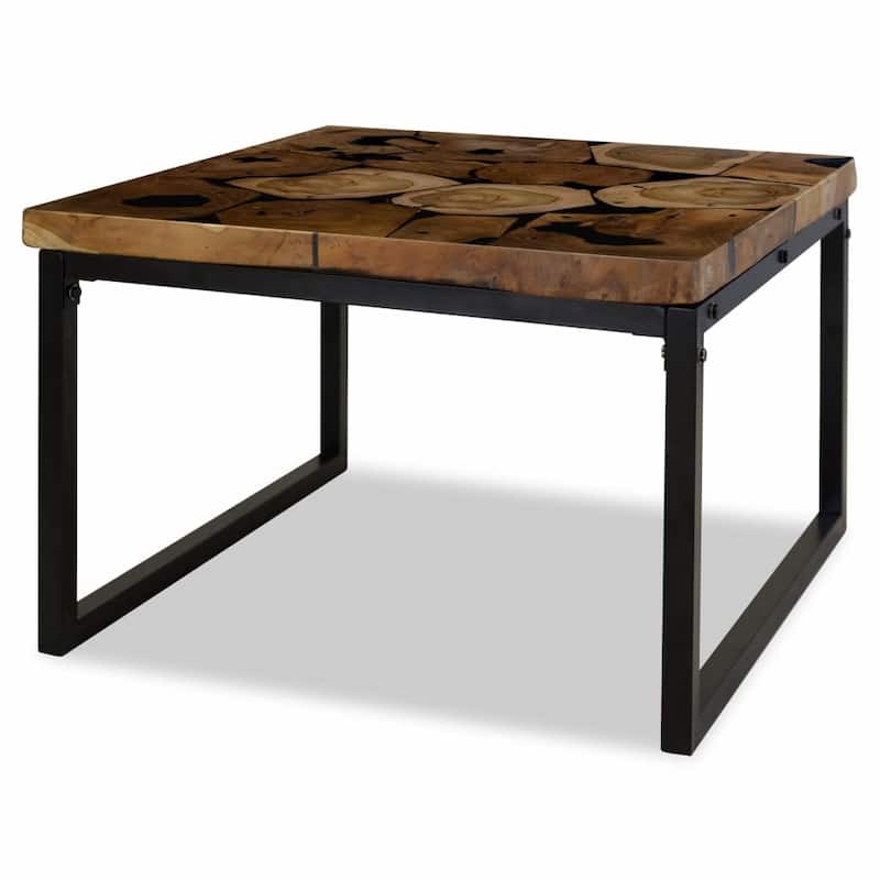 vidaXL Coffee Table End Table Side Table Living Room Furniture Teak Resin - 23.6" x 23.6" x 15.7" (L x W x H)