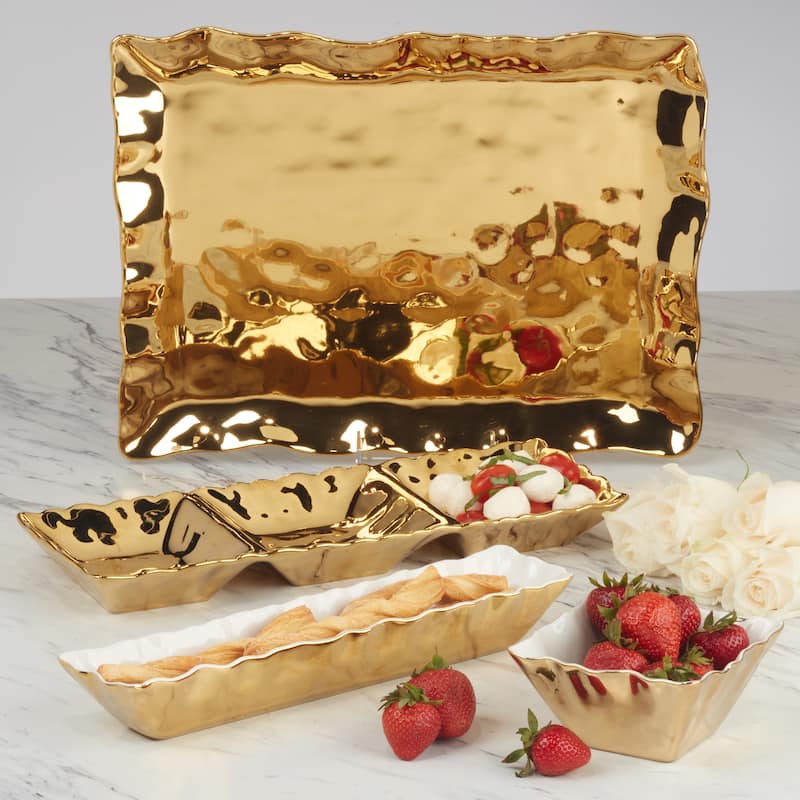 Certified International Gold Coast Chip & Dip Server 12" x 2.5" - 12" x 2.5"