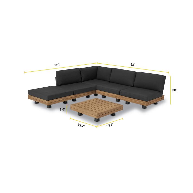 Poly & Bark Celenza 98" Outdoor/Patio Modular Corner Sectional Set with Coffee Table