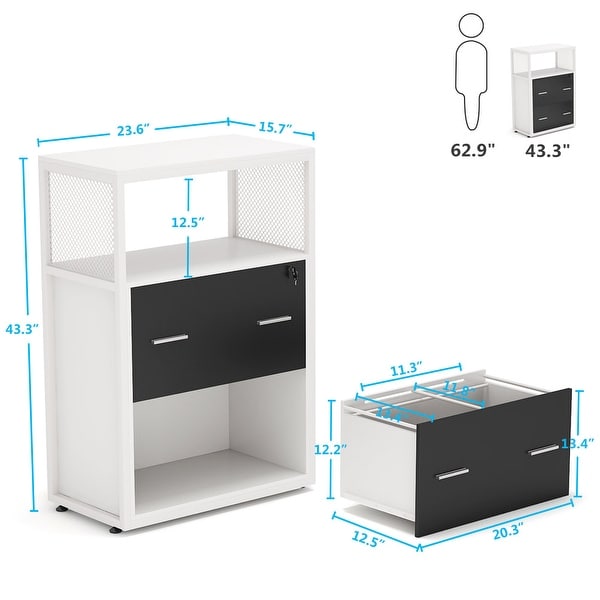 Tribesigns 2 drawer lateral file cabinet sales with lock