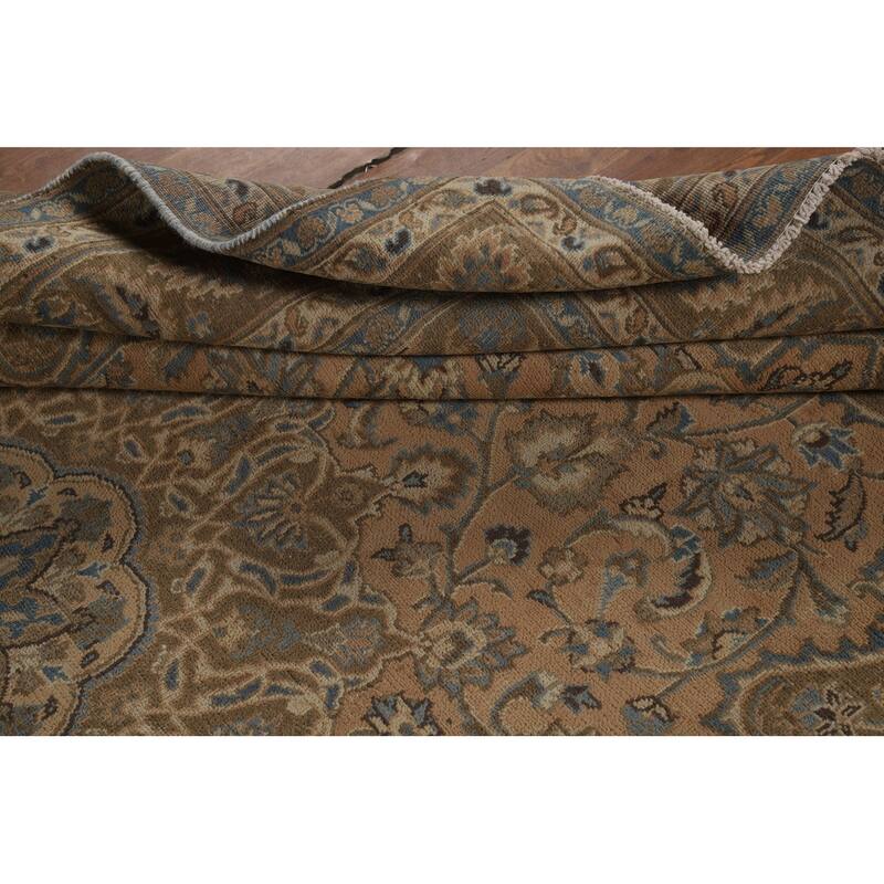 Traditional Mashad Persian Vintage Area Rug Handmade Wool Carpet - 6'2" x 9'3"