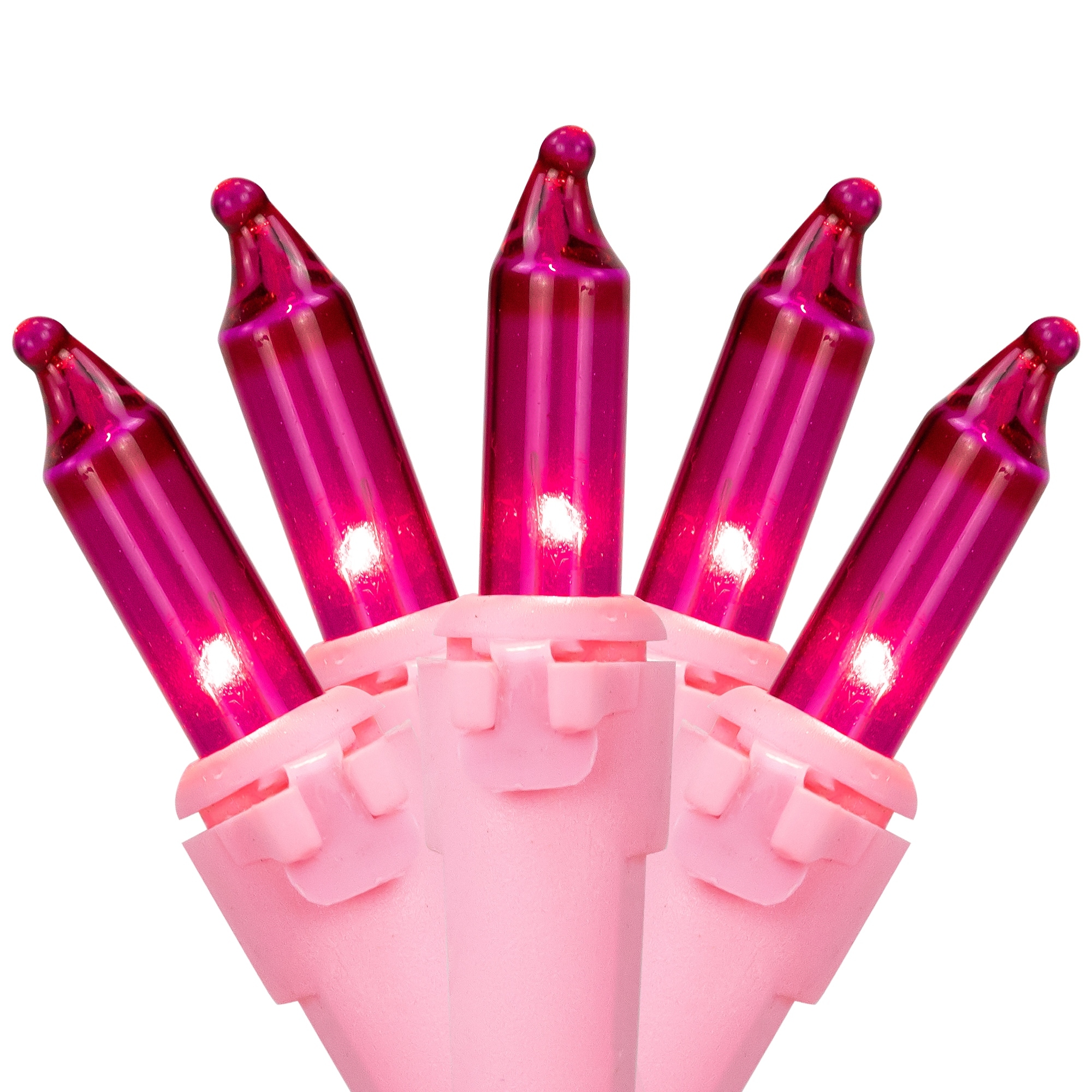 50ct Pink Mini Christmas Light Set 10ft Pink Wire - 10'