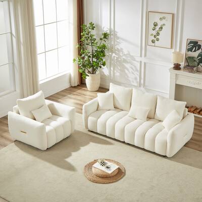 Elegant 3+1 Sofa Set - Modern Teddy Sofa with Wooden Frame and Cushions for Small Spaces.