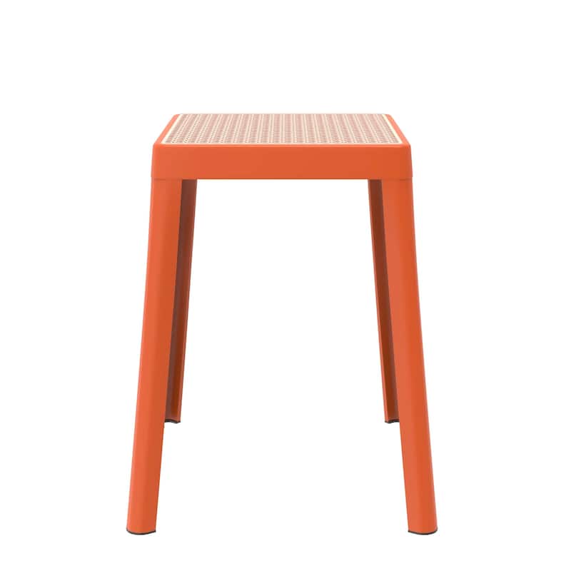 Tresse Modern Stackable Dining Stool with Wicker Seat for Dining Room, Garden, Patio, Indoor or Outdoor - No Assembly Required