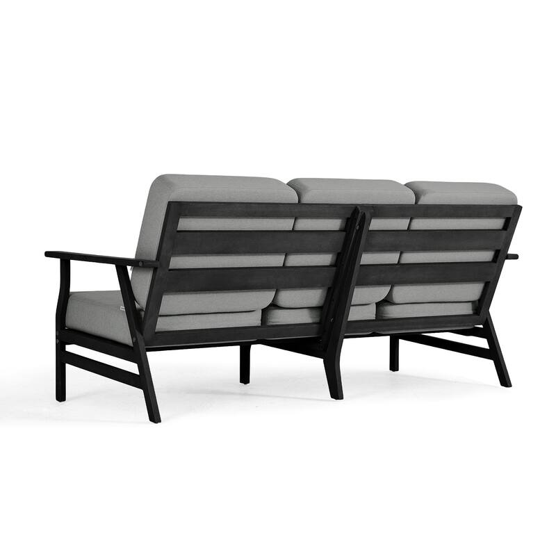 Casual Wood Cushioned 5-Piece Outdoor Patio Conversation Set
