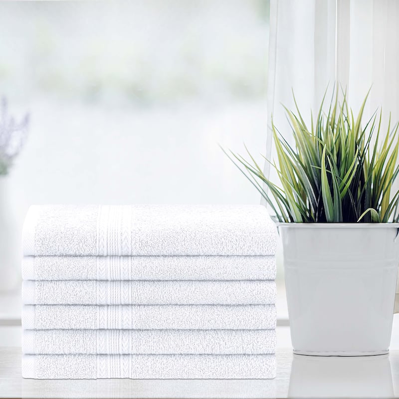 Eco-Friendly Sustainable Cotton Hand Towel by Superior (Set of 6) - White
