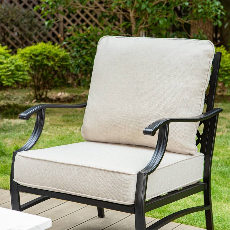 MAISON ARTS 5-Piece Patio Conversation Set with 28'' Gas Fire Pit Table