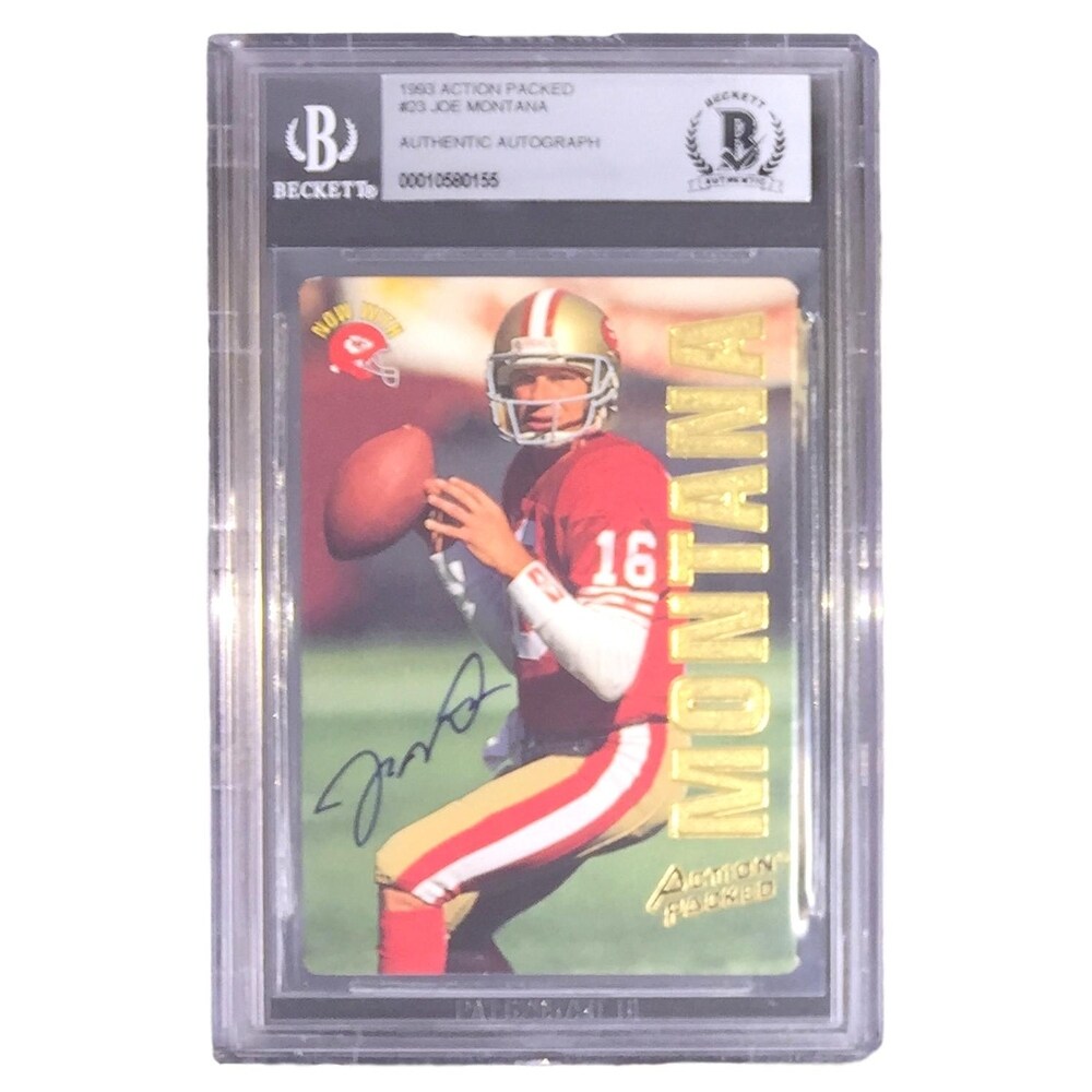 Shop Joe Montana Signed Slabbed 1993 Action Packed Trading Card