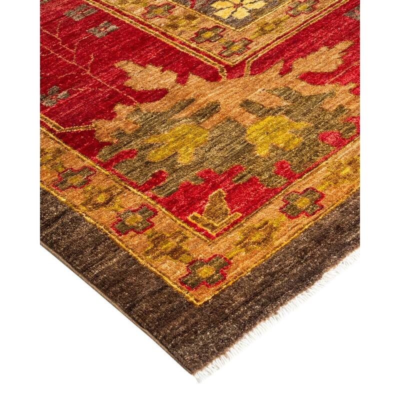 Overton Hand Knotted Wool Vintage Inspired Modern Contemporary Arts & Crafts Brown Area Rug - 10' 1" x 13' 8"