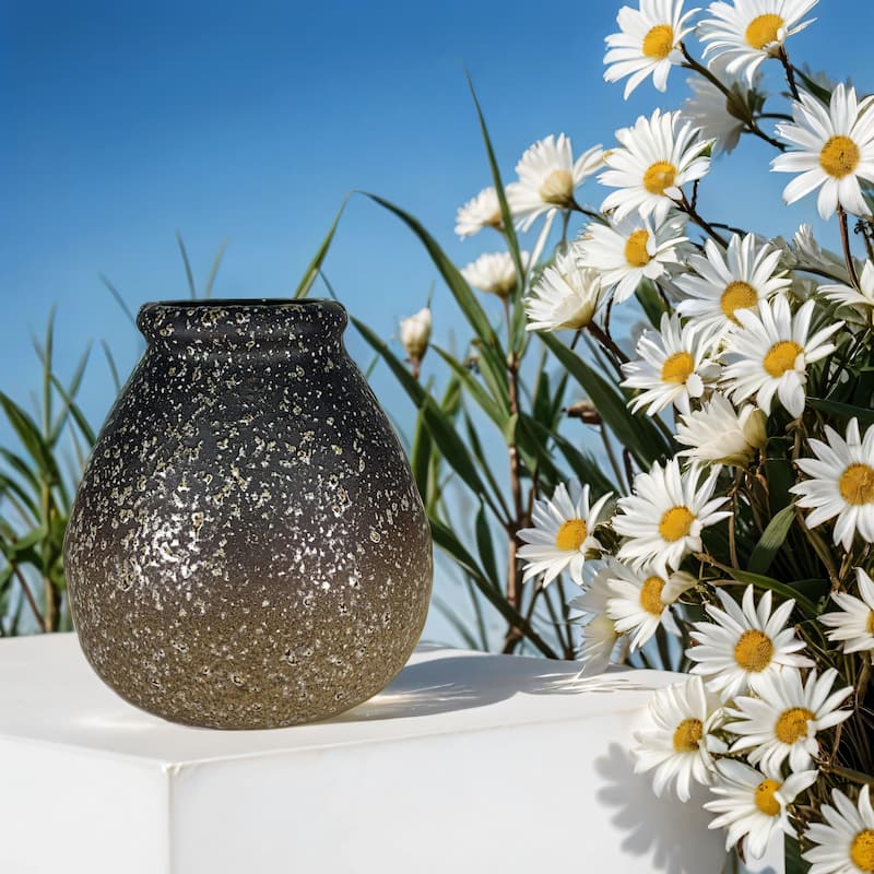 Aria Home Basket Shaped Ombre Brown Ceramic Vase Santa Fe Collection Decor