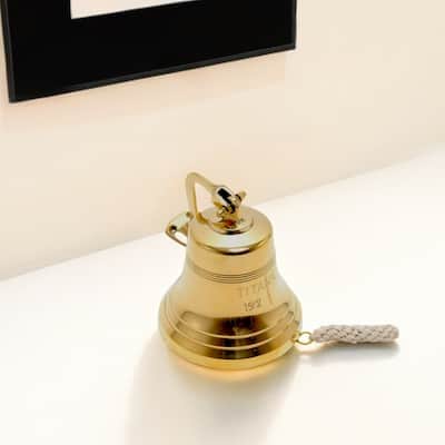 HomeRoots 7" Gold Metal Hand Painted Model Bell Tabletop Sculpture - 6' X '6.5' X '6