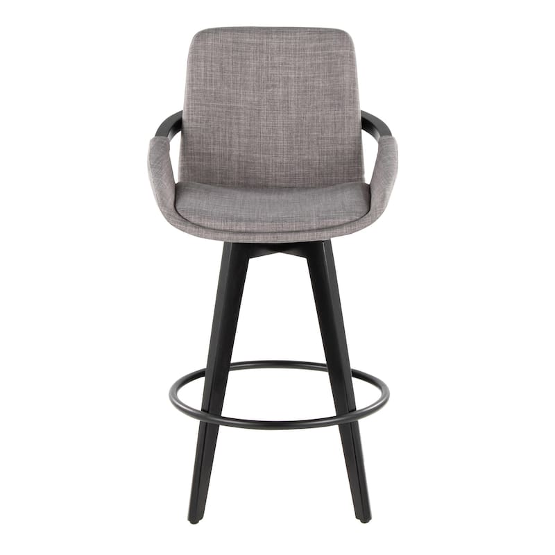 Porch & Den Pugo 26" Fixed-Height Upholstered Counter Stool with Splayed Wood Legs (Set of 2)