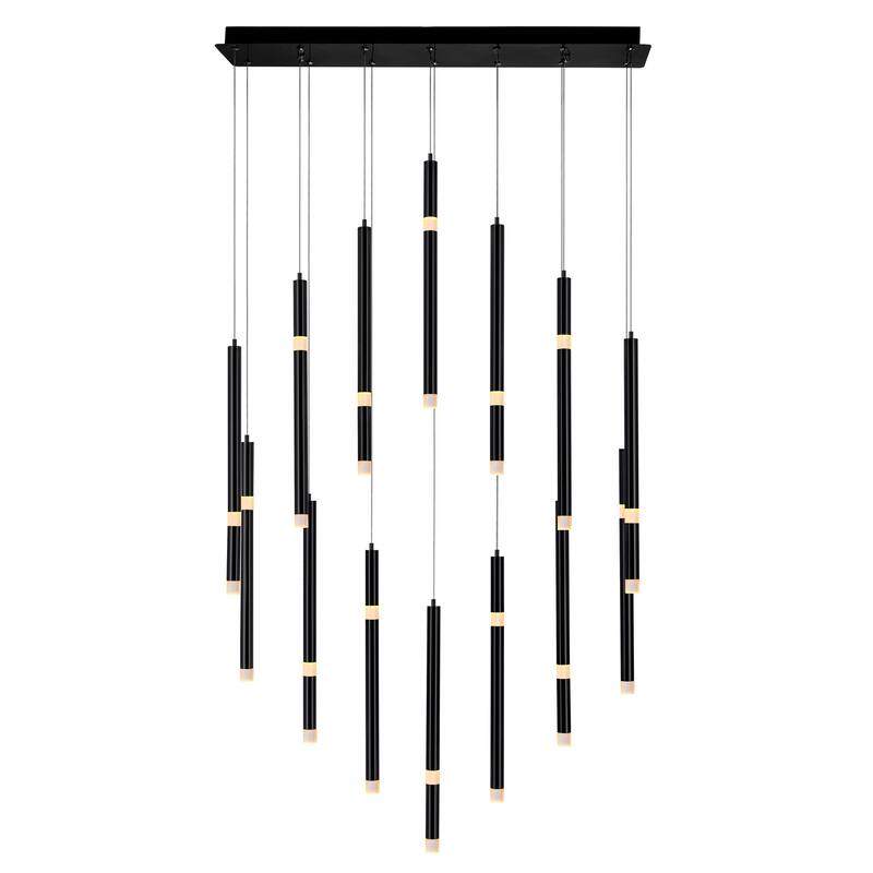 Flute Integrated LED 32in Black Chandelier - Black