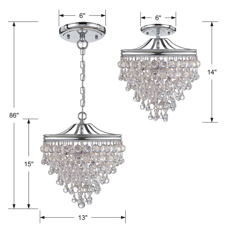 Timeless Home Three Light Mini Chandelier Calypso Polished Chrome - Exact Size